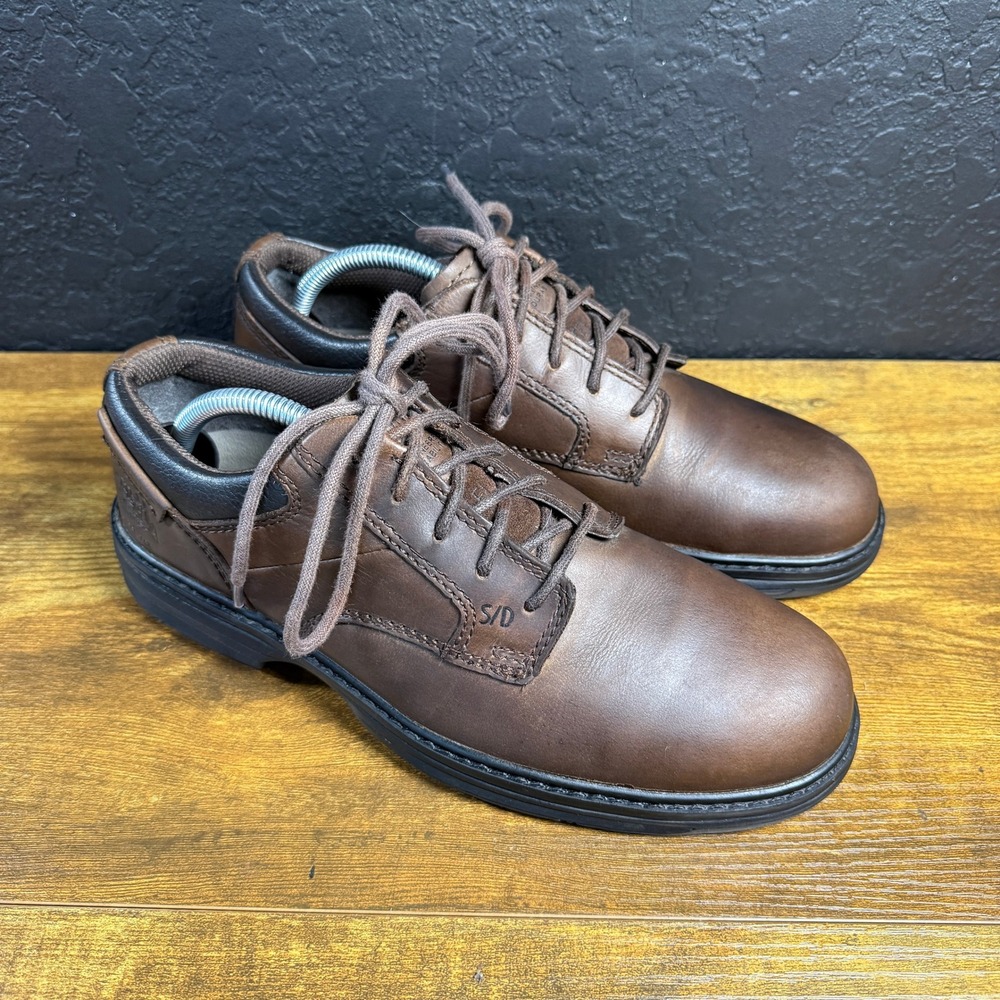 Caterpillar Moor T-963‎ Brown Leather Slip Resistant Work Shoes Mens Size 8